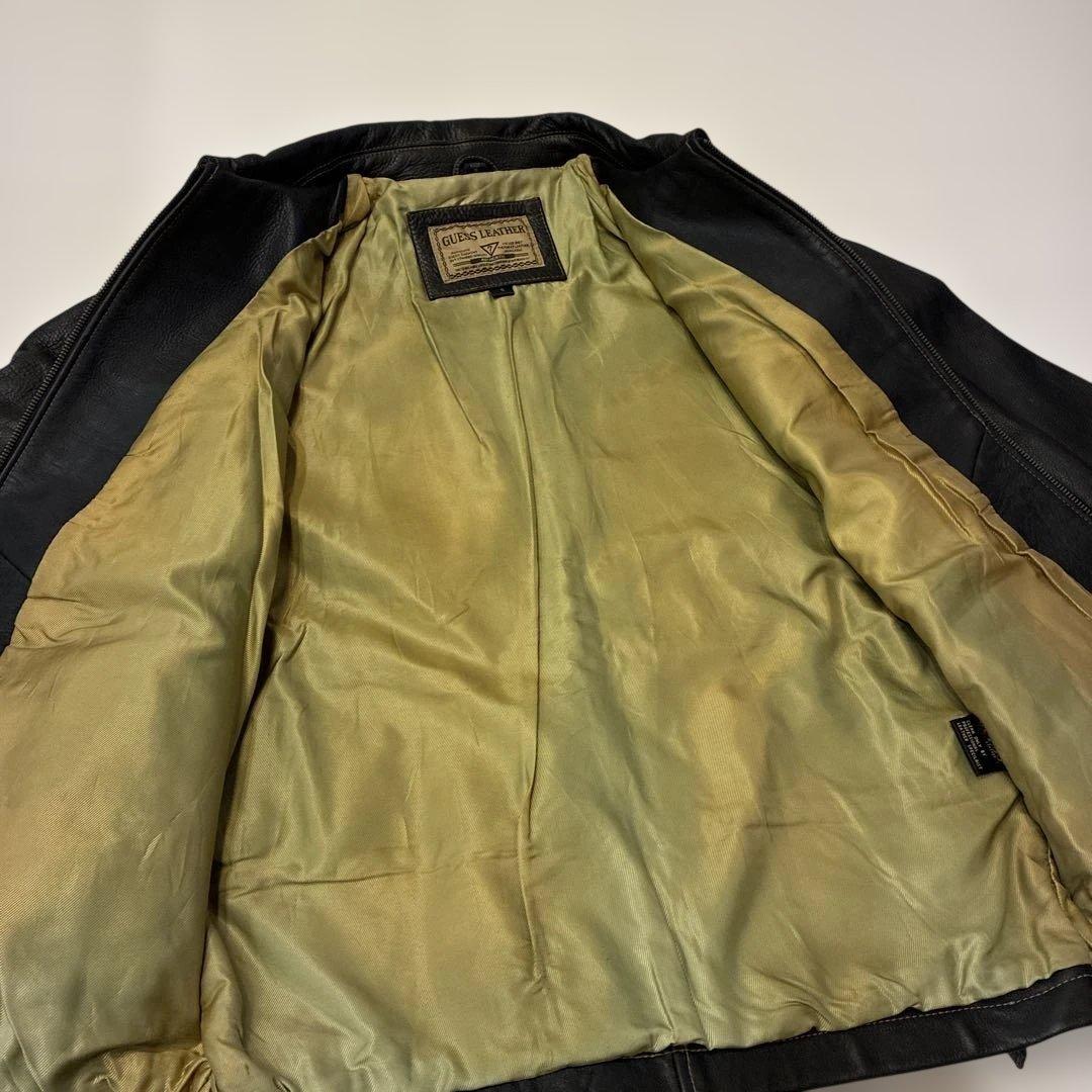 ろ*あ様 90s guess レザージャケット スウィングトップ ブラック 肉厚