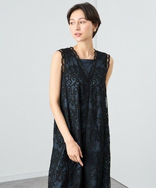 美品✨アナイ 24SS バテン風チュール刺繍サック ワンピース 36