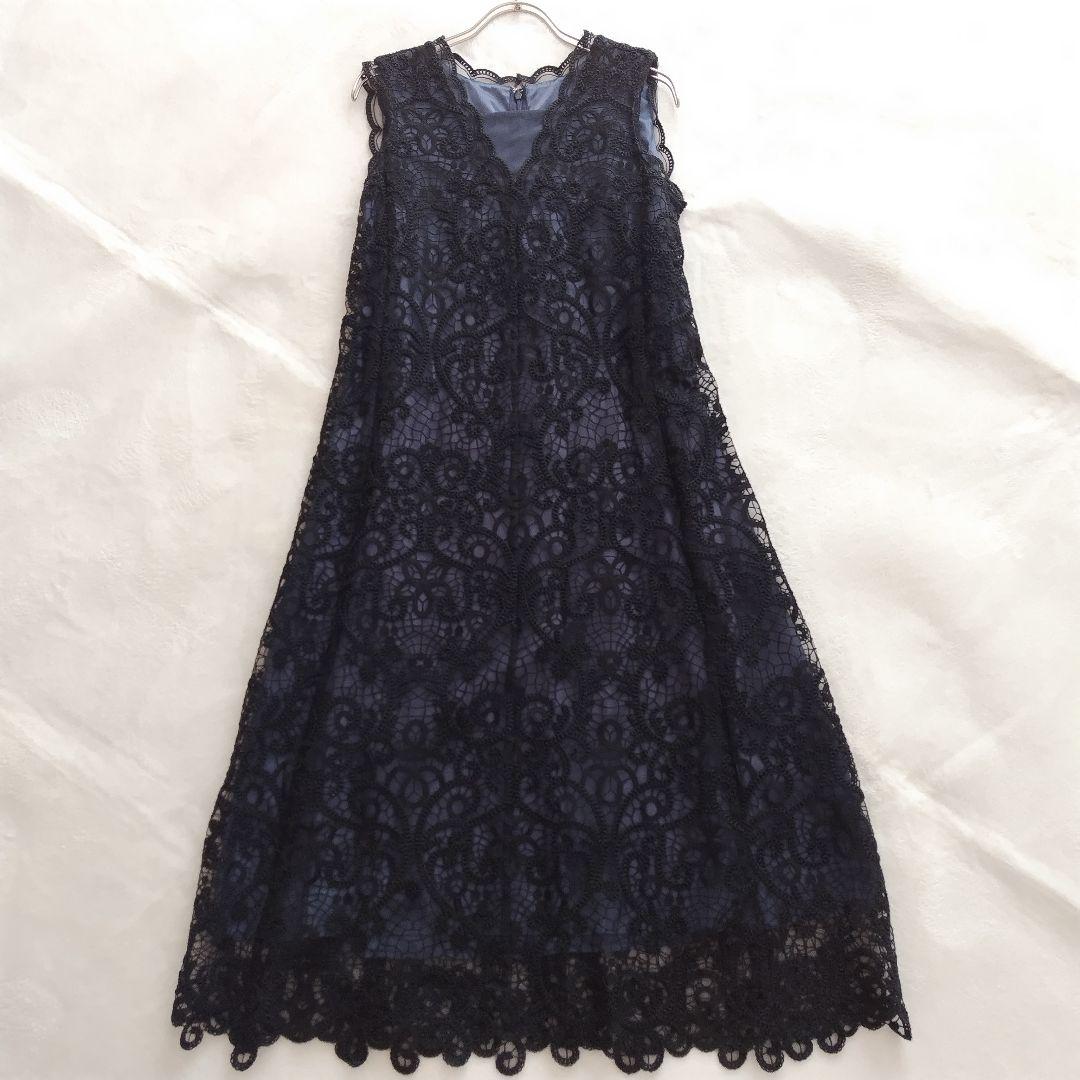美品✨アナイ 24SS バテン風チュール刺繍サック ワンピース 36