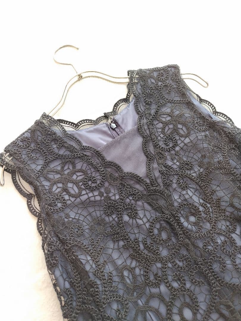 美品✨アナイ 24SS バテン風チュール刺繍サック ワンピース 36
