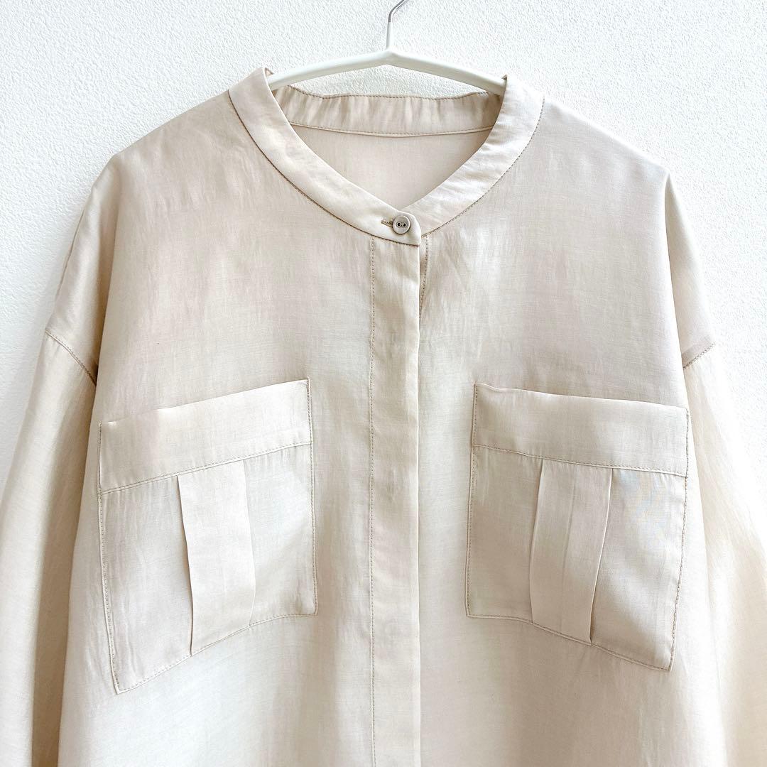 極美品】 MACHATT マチャット　バンドカラー　ノーカラー　シアー　ブラウス