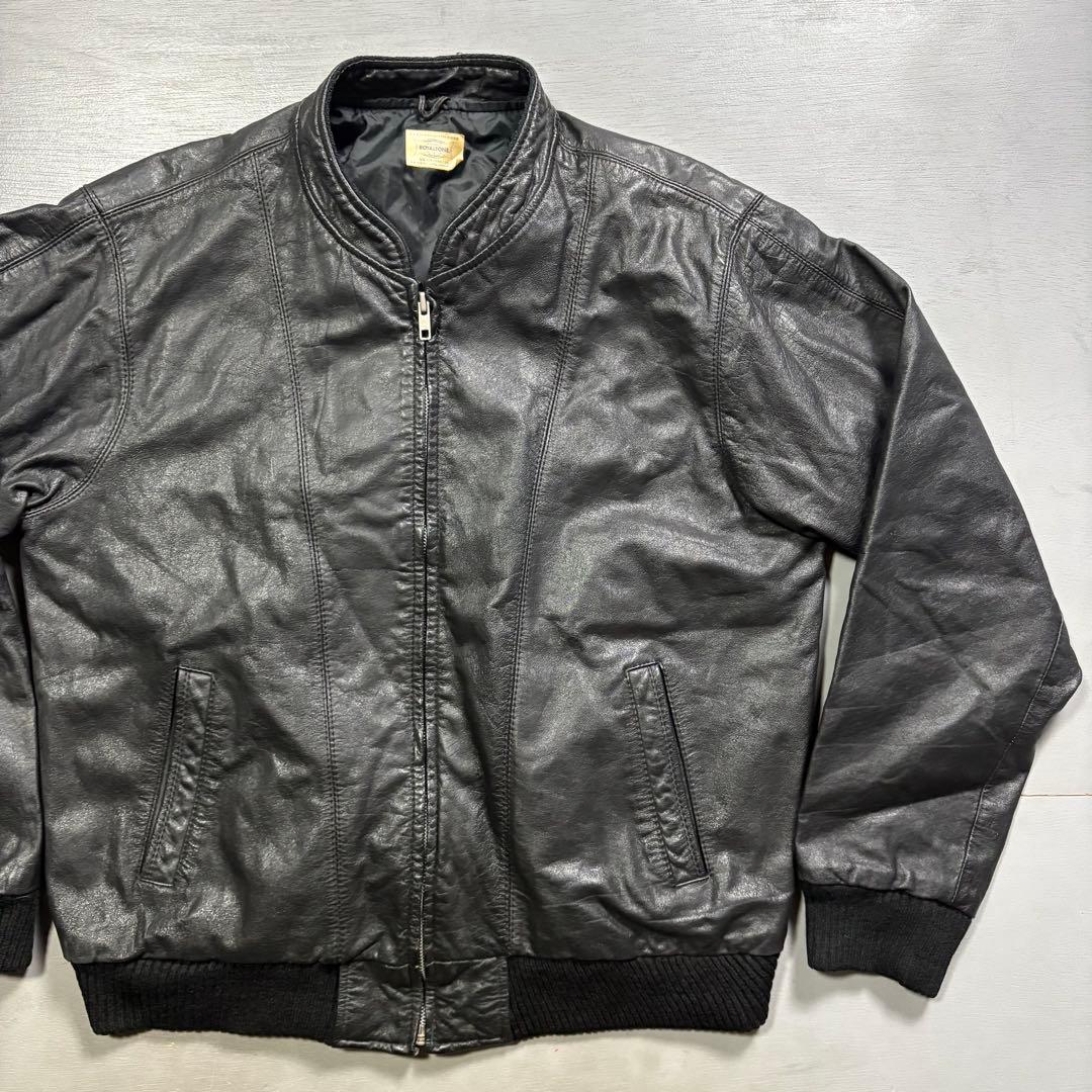 vintage レザージャケット　ブルゾン　ma-1 短丈　本革オールレザー　M
