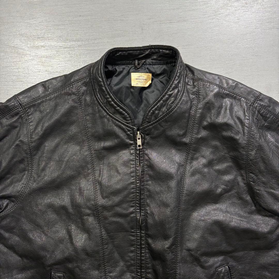 vintage レザージャケット　ブルゾン　ma-1 短丈　本革オールレザー　M