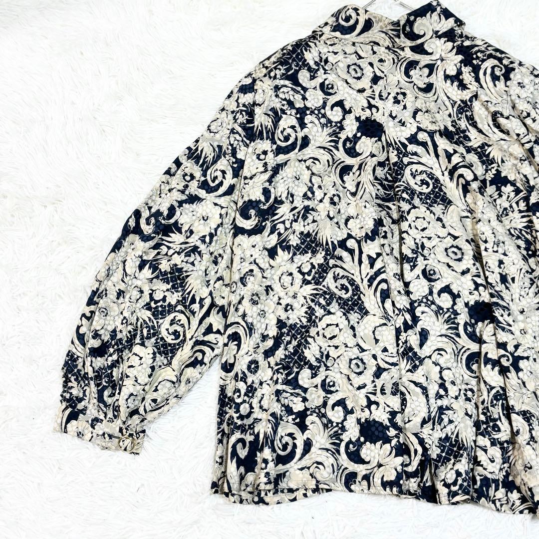 ガリアーノ期　Dior シルクシャツ　花柄　総柄　ヴィンテージ　長袖　11 L