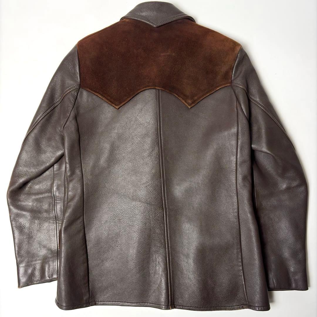 【米国製】Deer Wear レザージャケット 茶 34 鹿革 ウエスタン