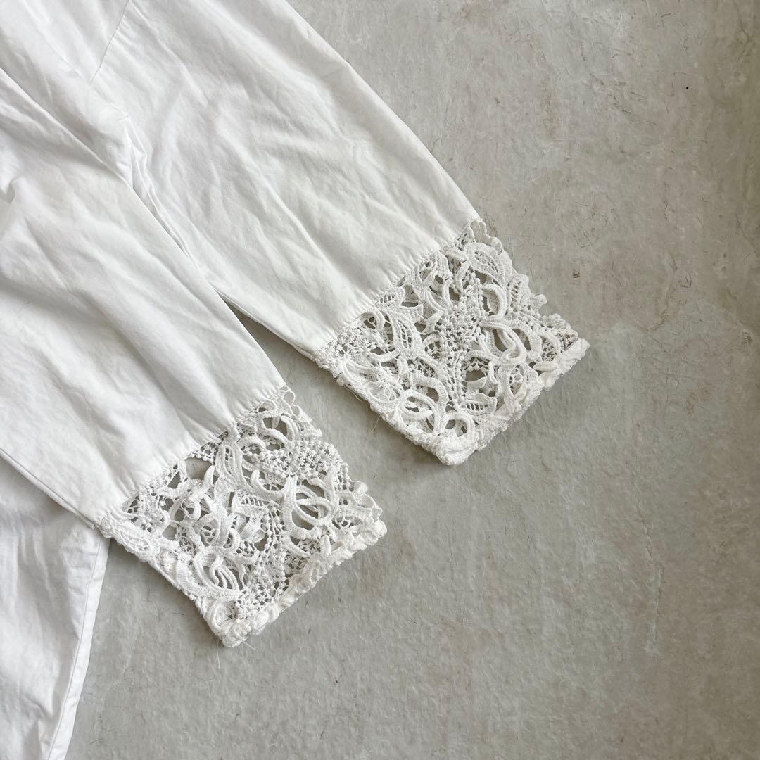 ミズイロインド シャツワンピース 刺繍 ロングシャツ ホワイト 長袖 ホワイト