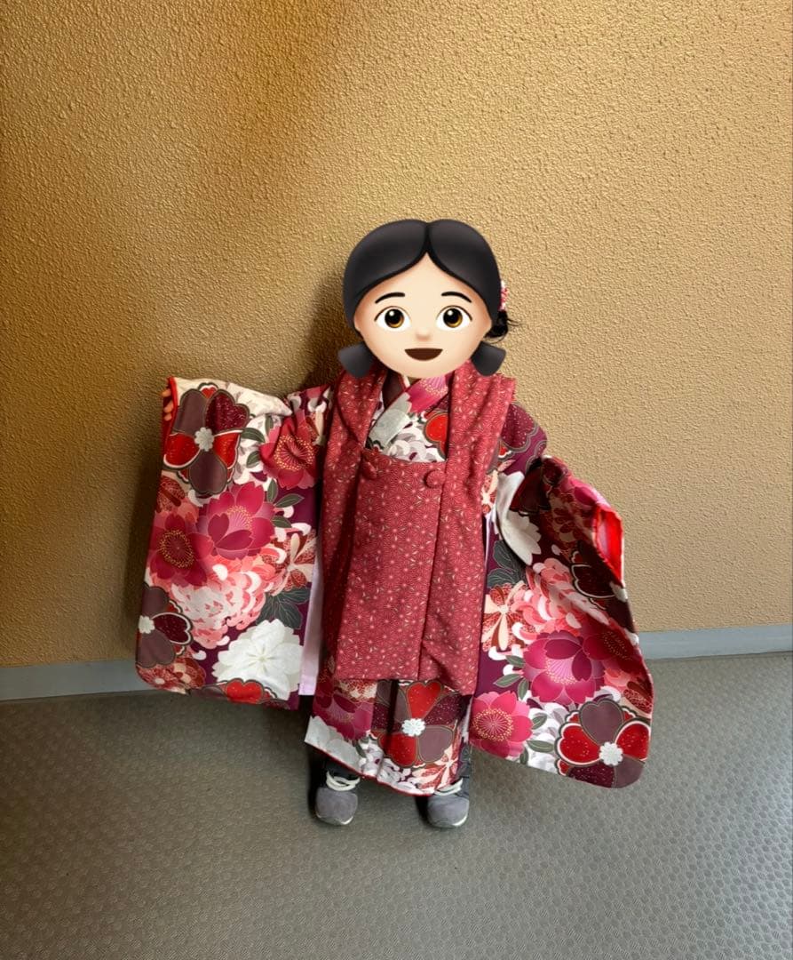 〖着画あり〗〖美品〗３歳　七五三 ブランド　着物セット　赤