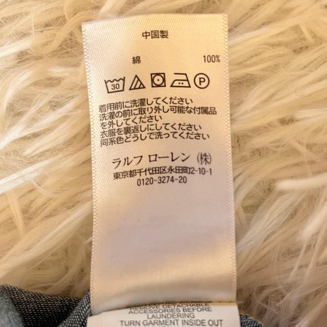 人気✨ ラルフローレン デニムシャツワンピース フレア ロゴ刺繍 ウエストベルト