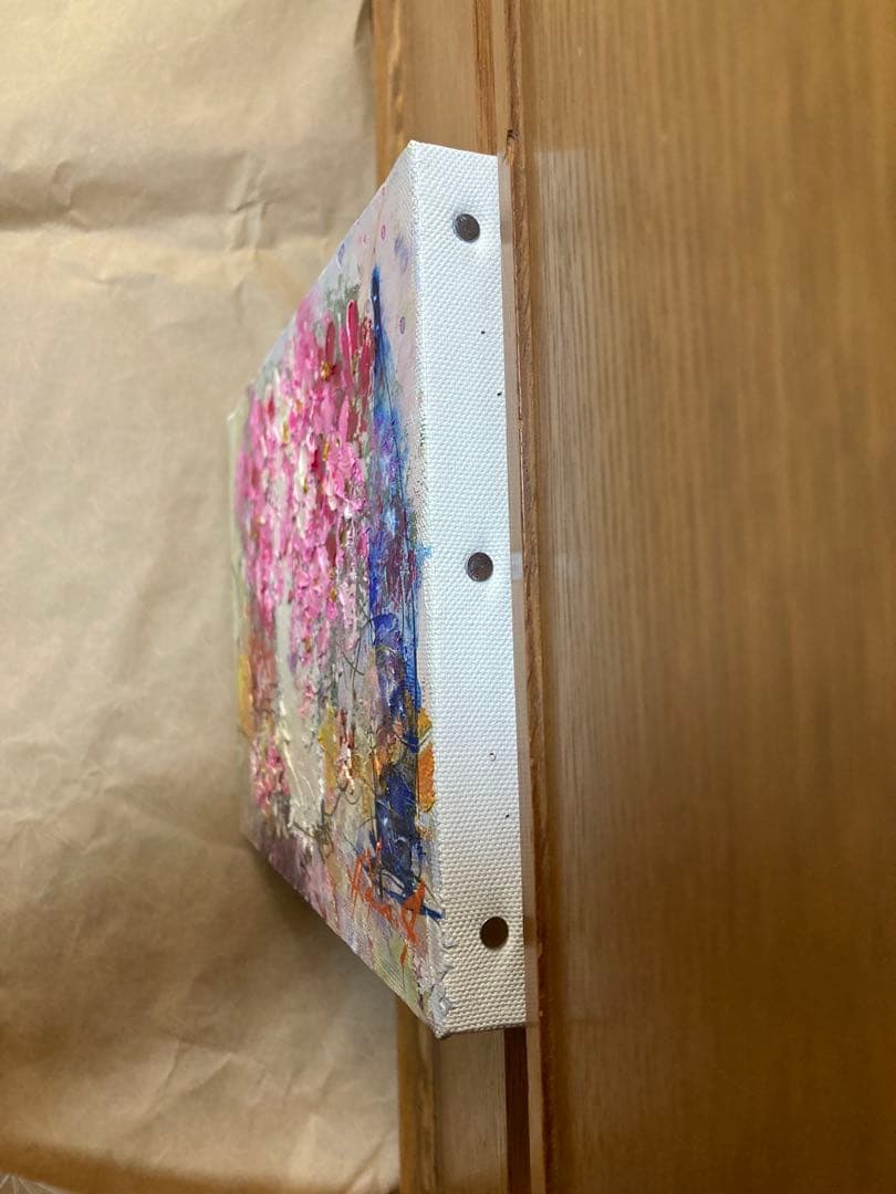 池田秀郎 油絵 「花」SM 肉筆 サイン有り 油彩 サムホール 額無し 静物画