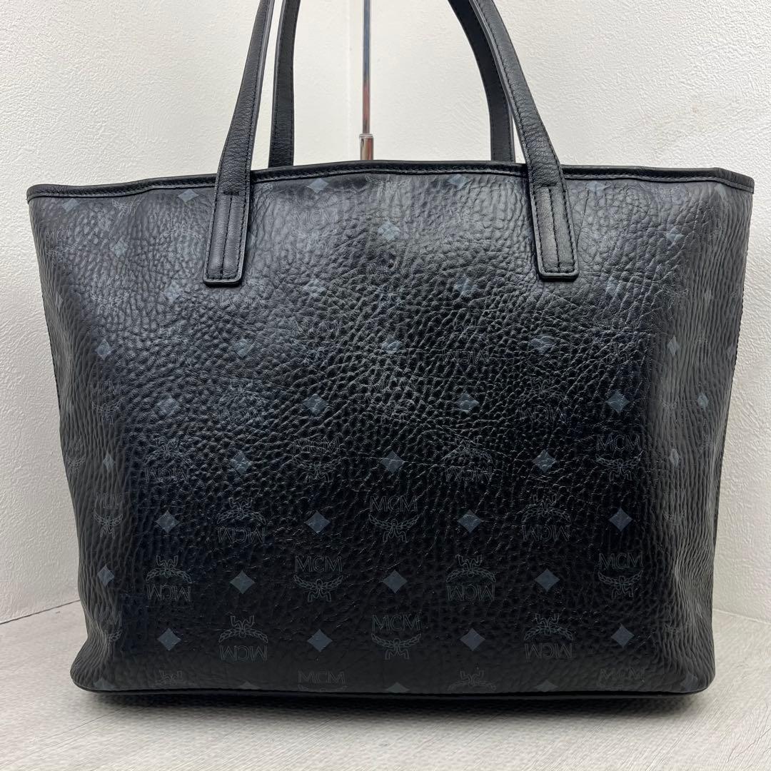 美品✨ MCM トートバッグ ヴィセトス モノグラム レザー ブラック A4◎