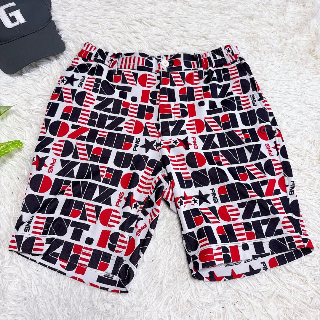 【ピン】美品 セットアップ モックネック ハーフパンツ Lサイズ メンズ