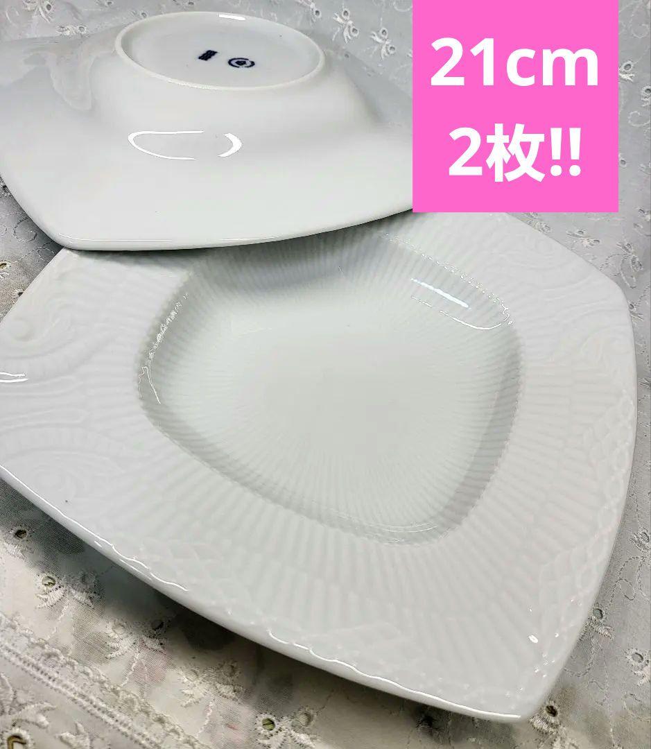 未使用✨ロイヤルコペンハーゲン ホワイト ハーフレース スクエア プレート