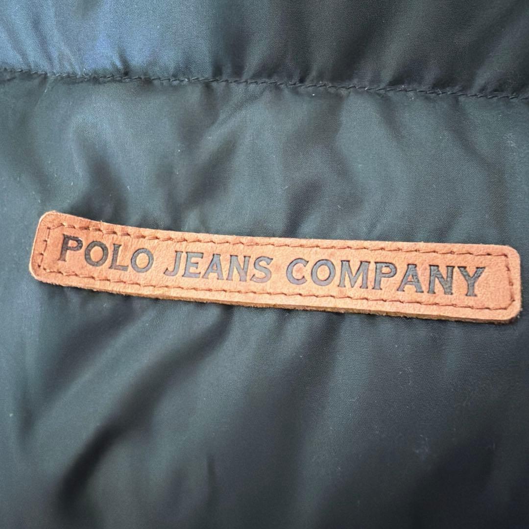★ ポロジーンズ POLO レザーパッチロゴ ダウン ベスト ブラック/S