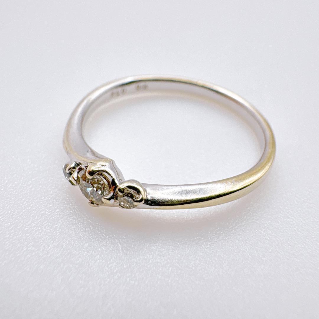 u*4様 【K10WG】ダイヤモンド0.12ct 3石ウェーブリング 11号 1