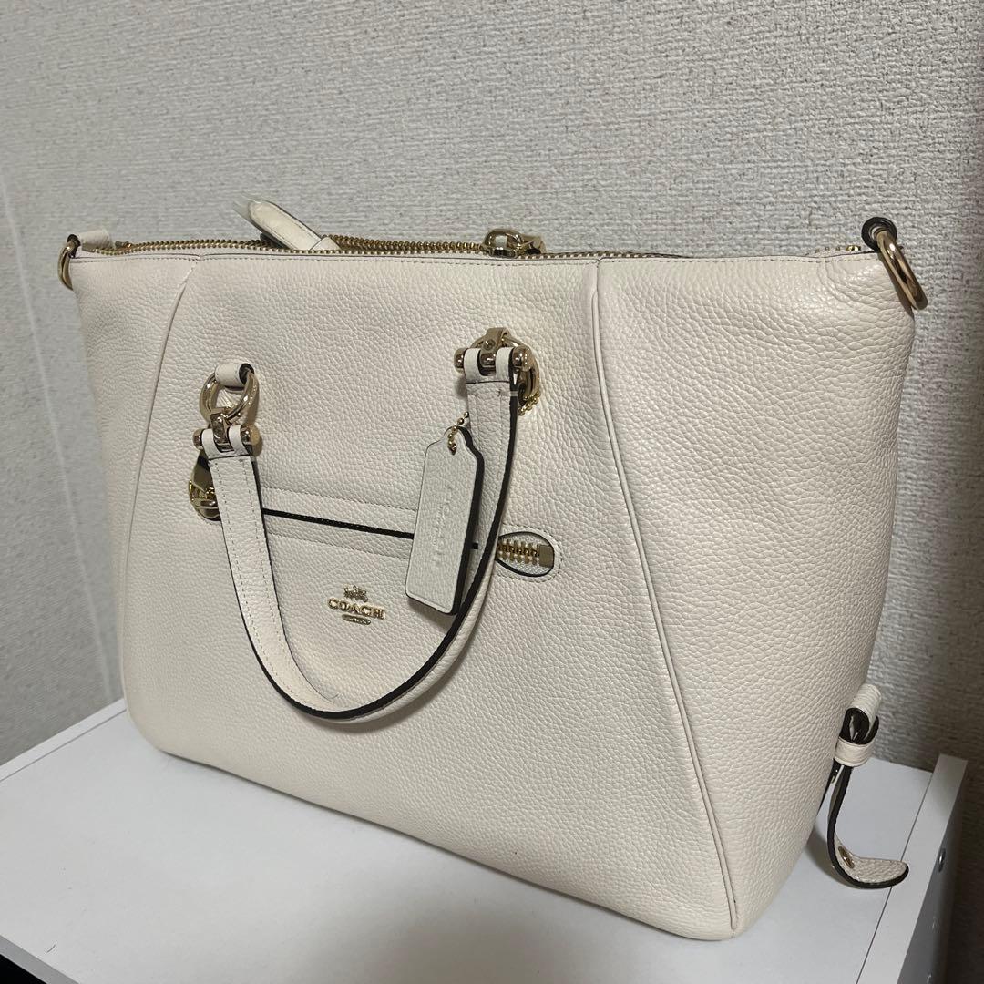 COACH ホワイトレザートートバッグ
