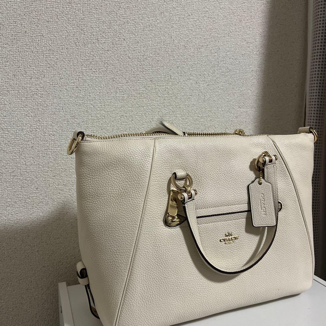 COACH ホワイトレザートートバッグ