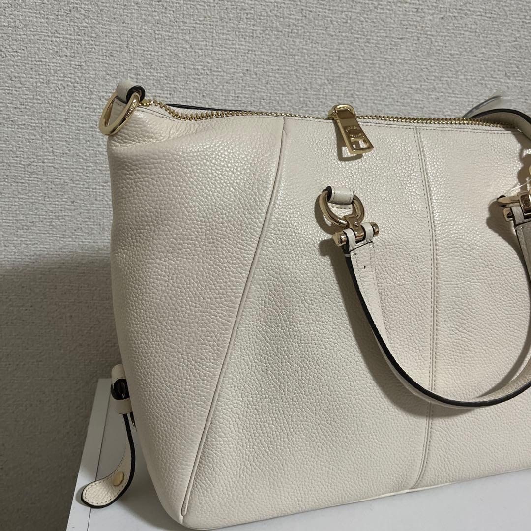 COACH ホワイトレザートートバッグ