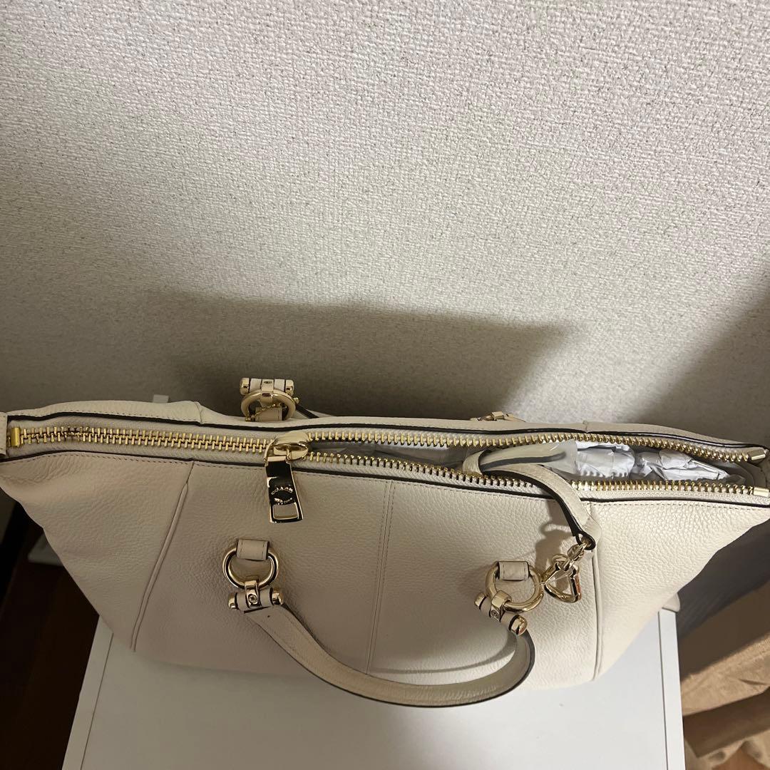 COACH ホワイトレザートートバッグ