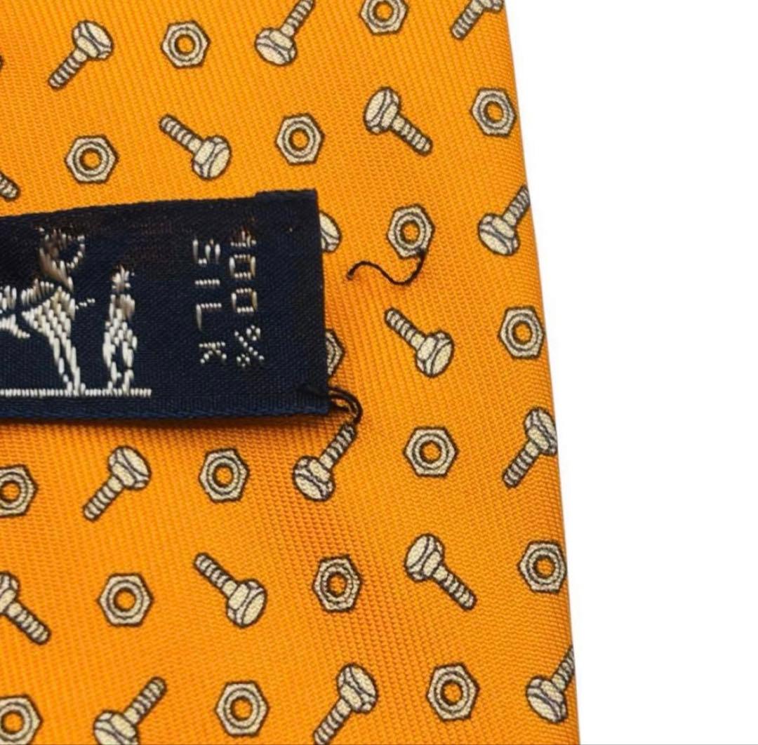 【美品】 HERMES ネクタイ オレンジ シルク ヴィンテージ 希少品