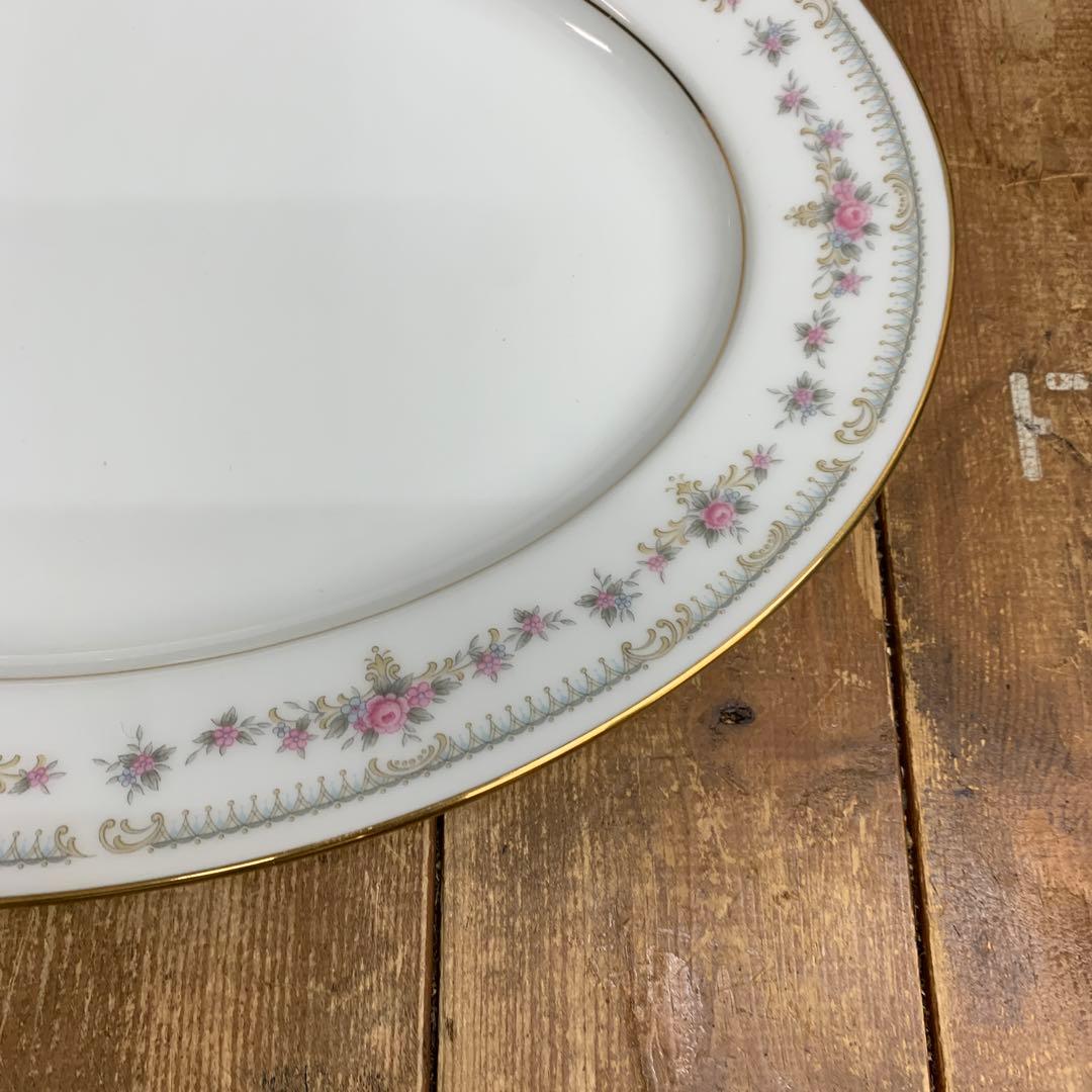 D-4 【美品】Noritake ノリタケ オーバルプラター 大皿 花柄 金彩