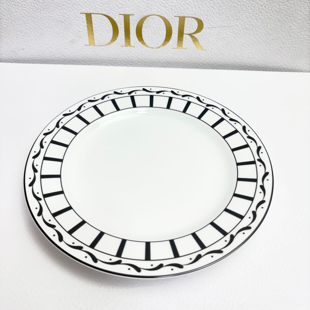 DIOR デザートプレート 21cm ブラックストライプ ムッシュディオール