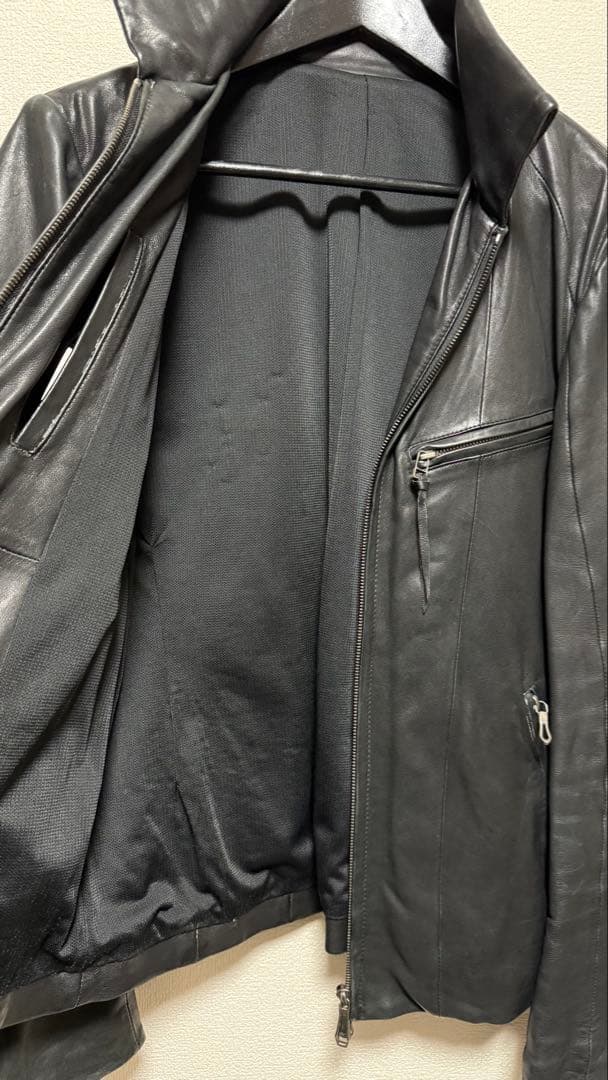 【美品】5351 POUR LES HOMMES レザーシングルライダース　L