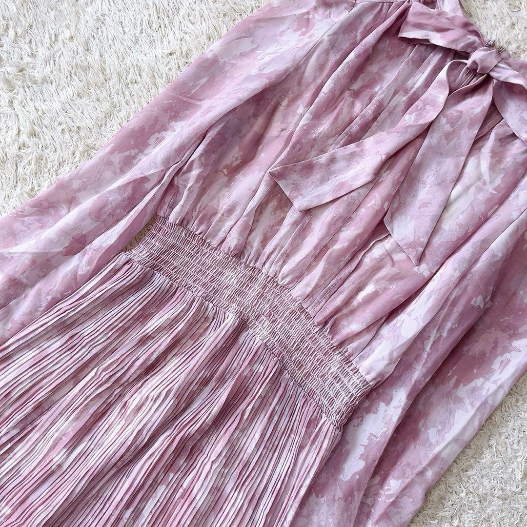 CELFORD セルフォード　25ss ボウタイプリーツワンピース　ピンク　38
