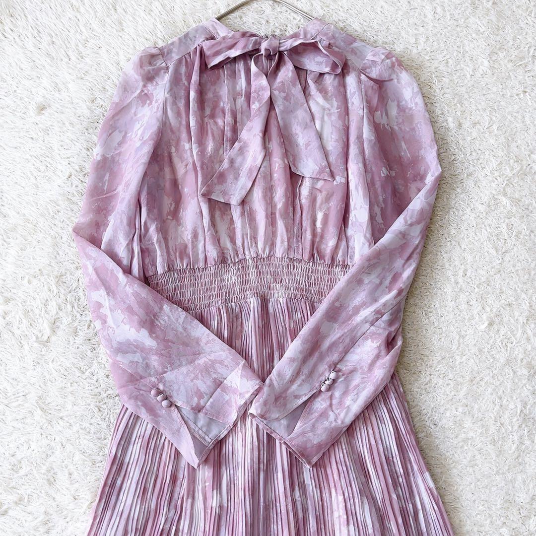 CELFORD セルフォード　25ss ボウタイプリーツワンピース　ピンク　38