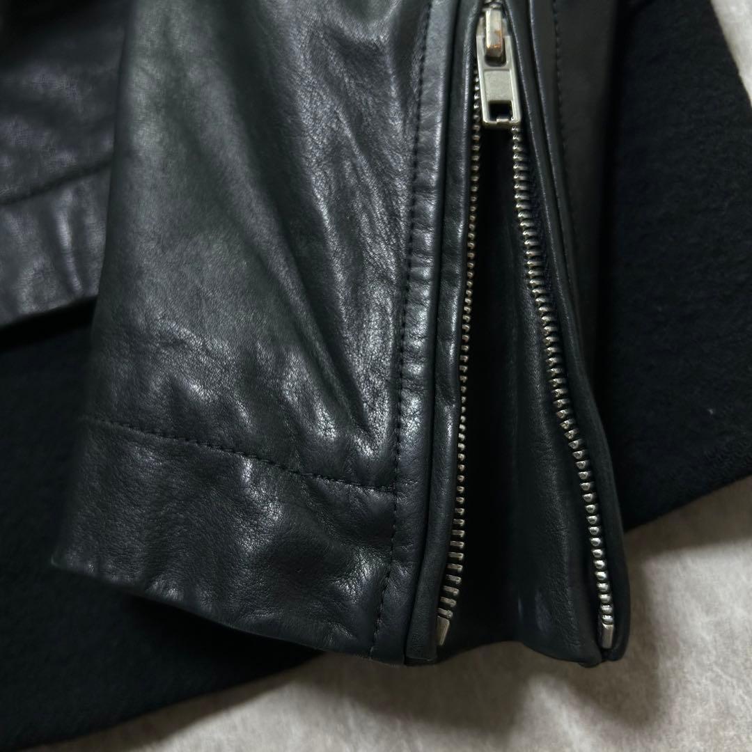 希少 Rick Owens 14AW カシミヤ裏地 レザーライダース 52 黒