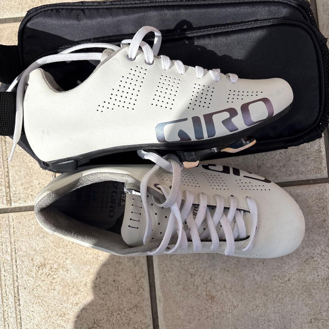 【GIRO】ジロ ビンディングシューズ サイクルシューズ 白 37.5 中古