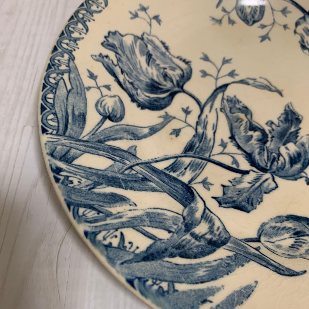 3 フランスアンティーク Gien ジアン チューリップ深皿