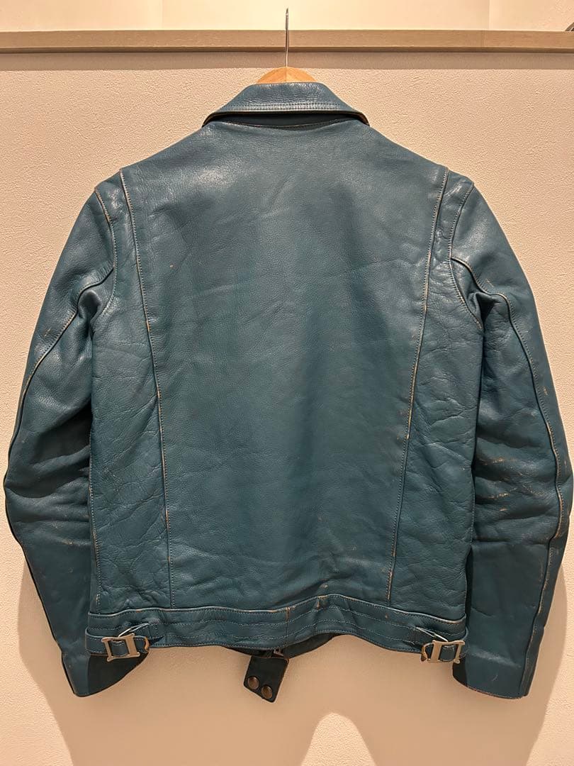 black means ヴィンテージ加工 ターコイズ ライダース　ブルー
