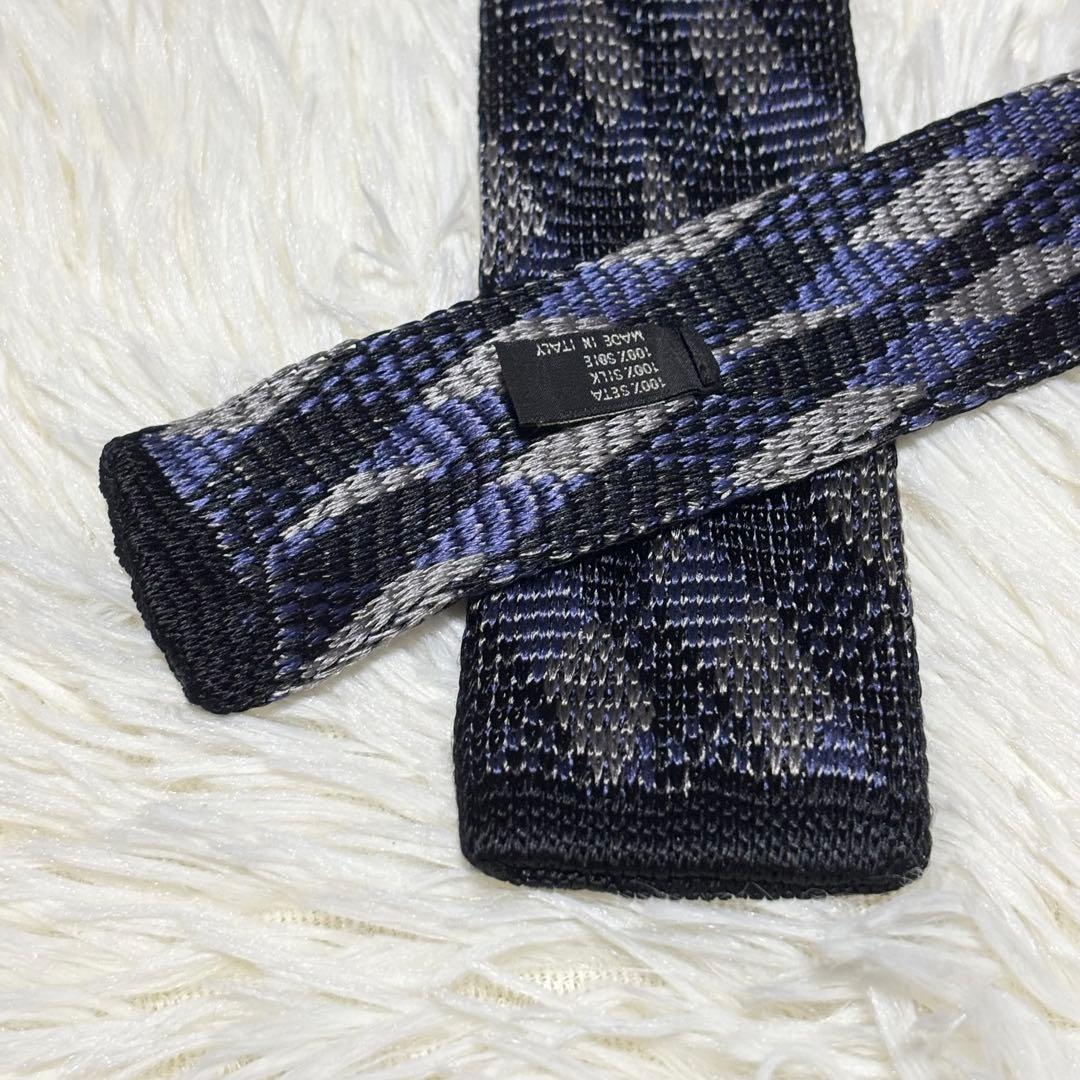 【極美品】PRADA ネクタイ　ニットタイ　ブルー系