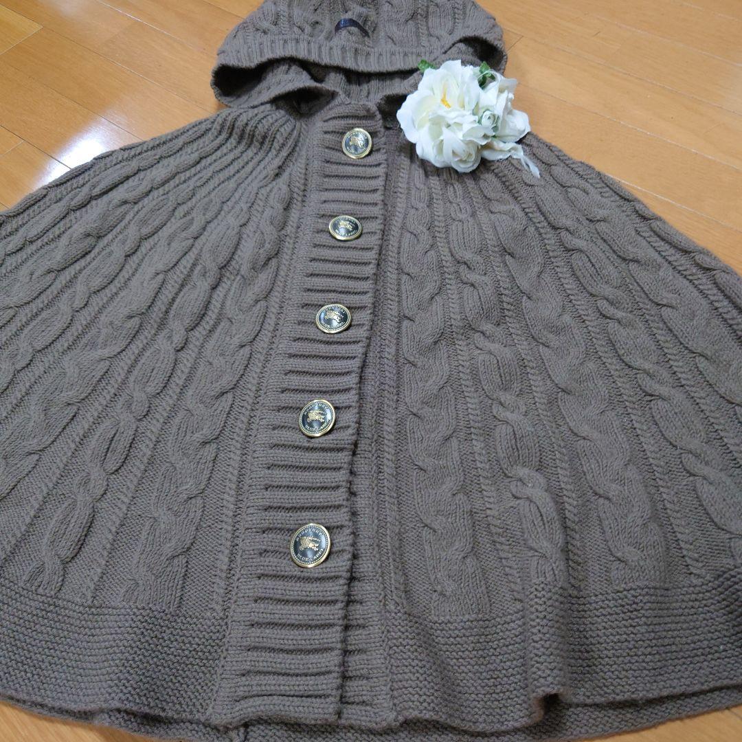✨BURBERRYBLUELABEL✨ニット✨ポンチョ✨フード付き✨３８
