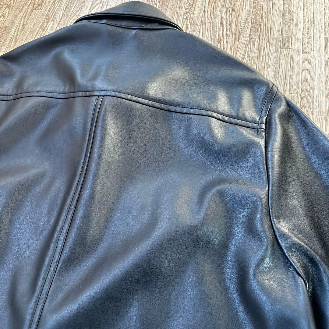 ZARA フェイクレザーシャツジャケット　ブラック　M