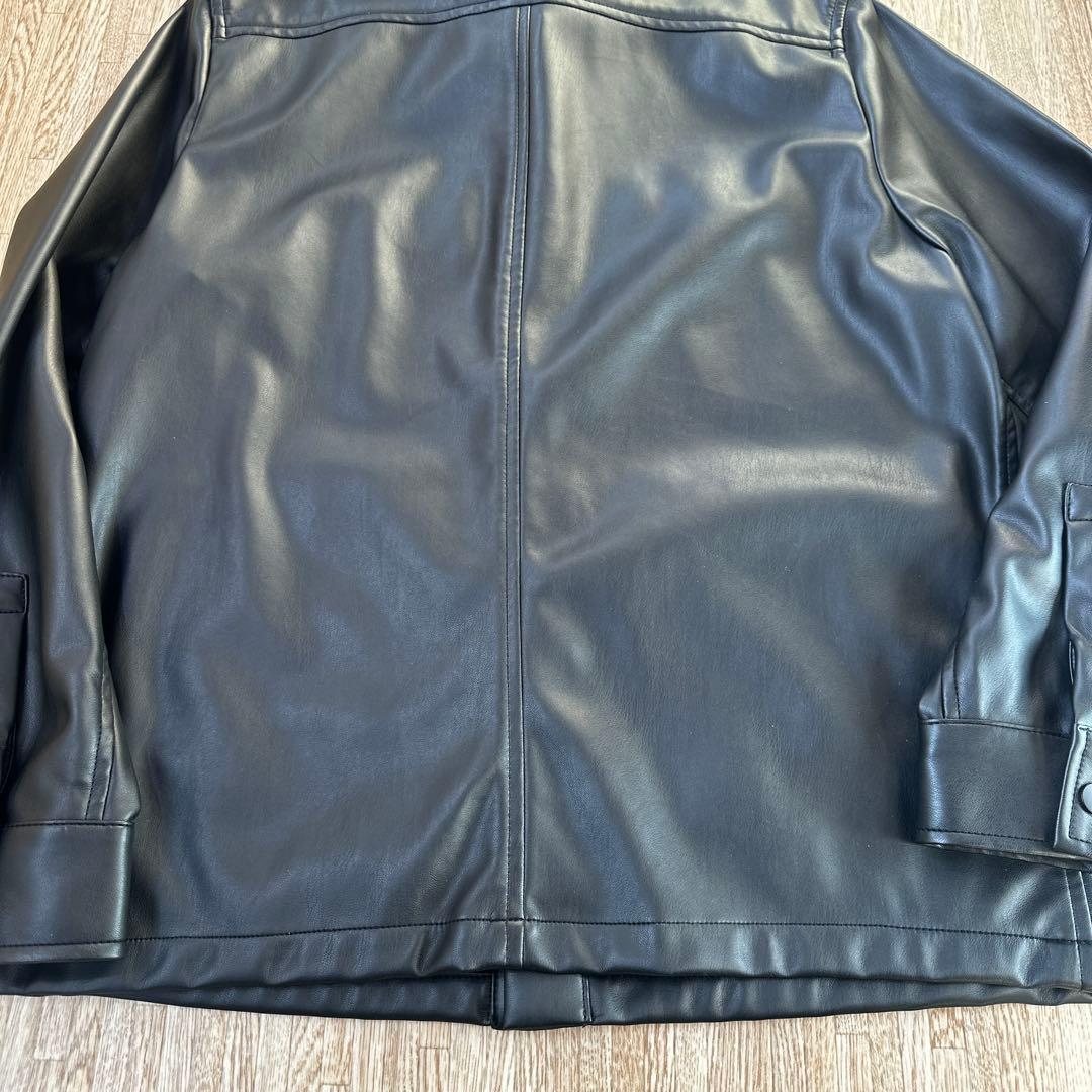 ZARA フェイクレザーシャツジャケット　ブラック　M