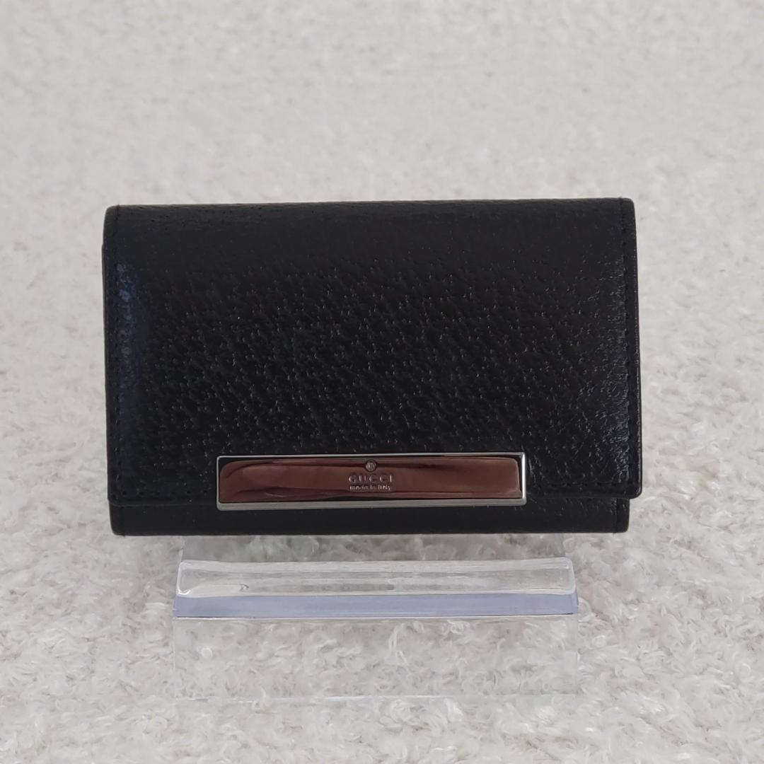 ☆美品☆GUCCI グッチ キーケース 6連 ブラック レザー ロゴプレート