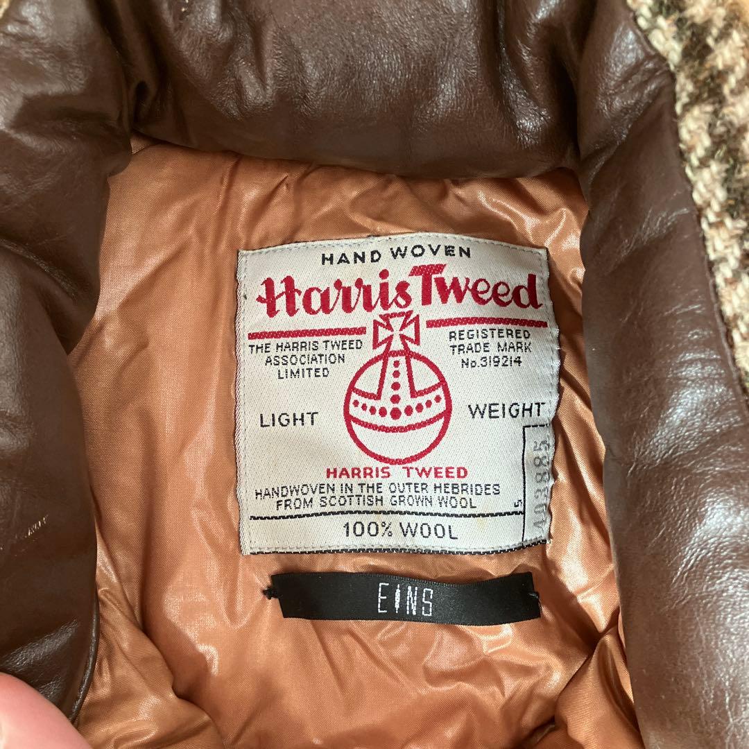EINS×Harris Tweed ハリスツイード レザーダウンベスト