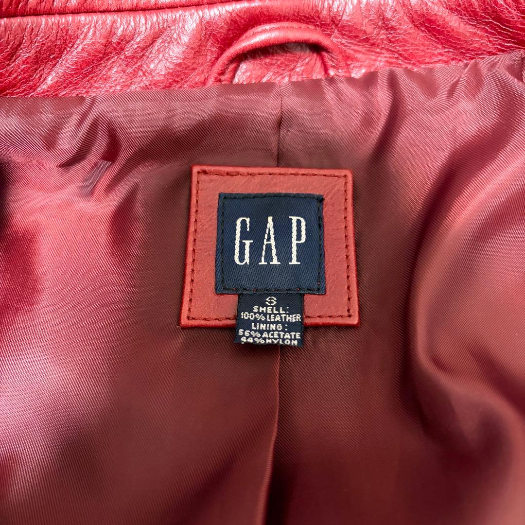 美品✨GAP オールドギャップ レザー テーラード ジャケット 牛革 赤 S