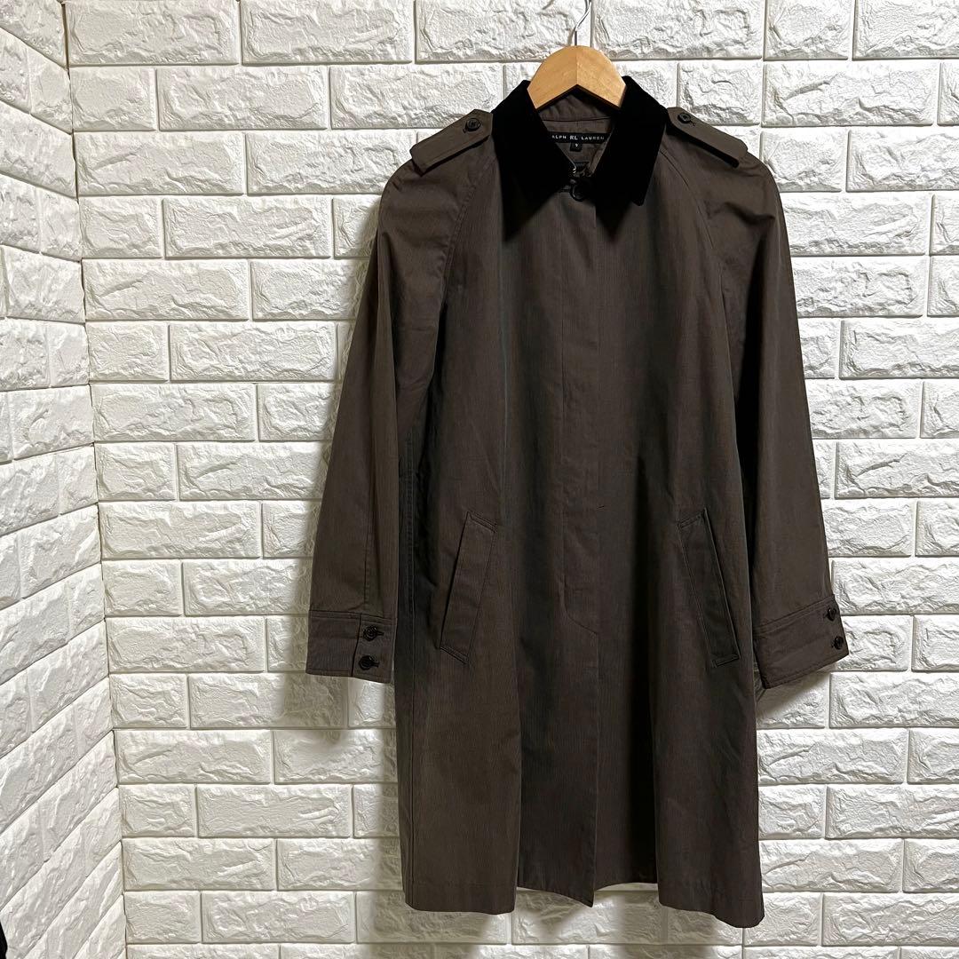 良品✨ラルフローレン ステンカラーコート ラグラン 襟コーデュロイ 肩章 9号