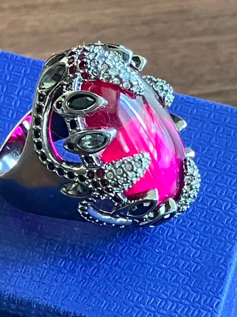 ★Luna★SWAROVSKI　リング【10号】レッド&シルバースワロ