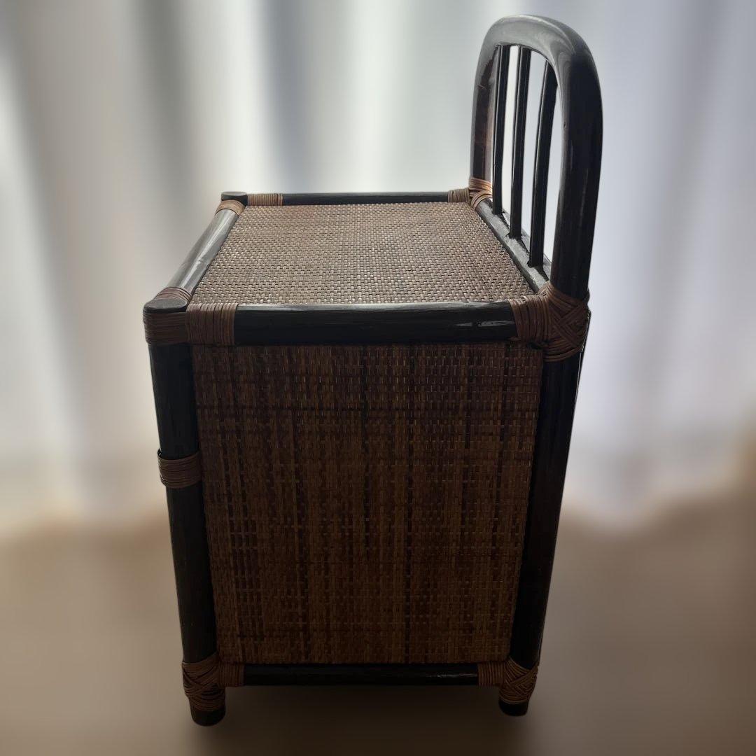 美品　昭和　レトロ　アジアン　ラタン　電話台