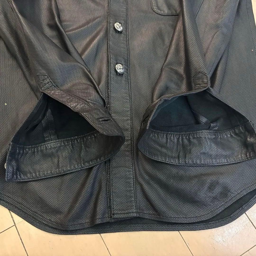 クロムハーツ レザー　シャツ　パンチングタイプ　希少のLサイズタグ　売り切り