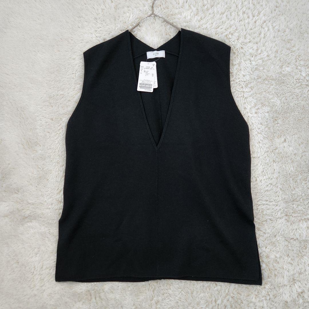 新品✨SLOBE IENA　ダブルフェイスニットベスト　Vネック　ブラック