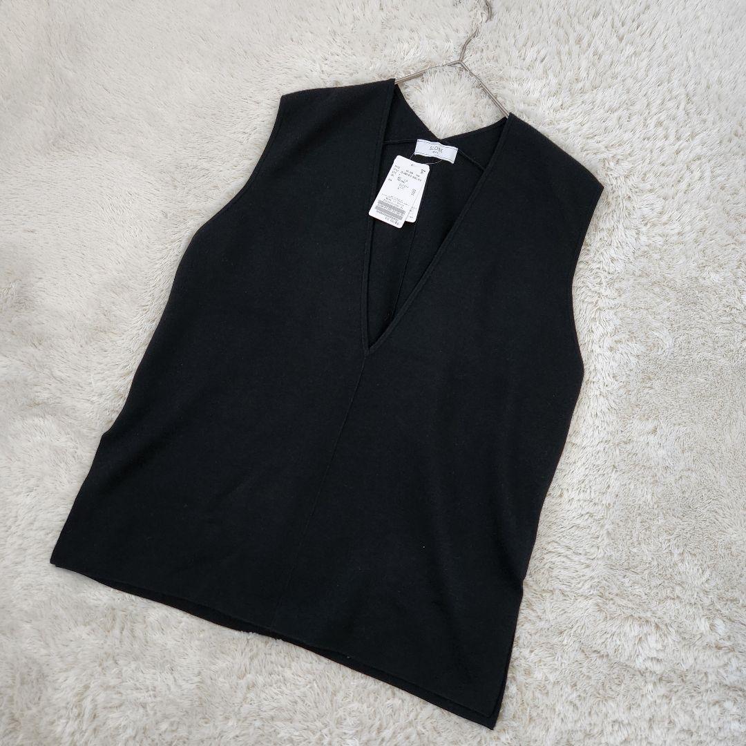 新品✨SLOBE IENA　ダブルフェイスニットベスト　Vネック　ブラック