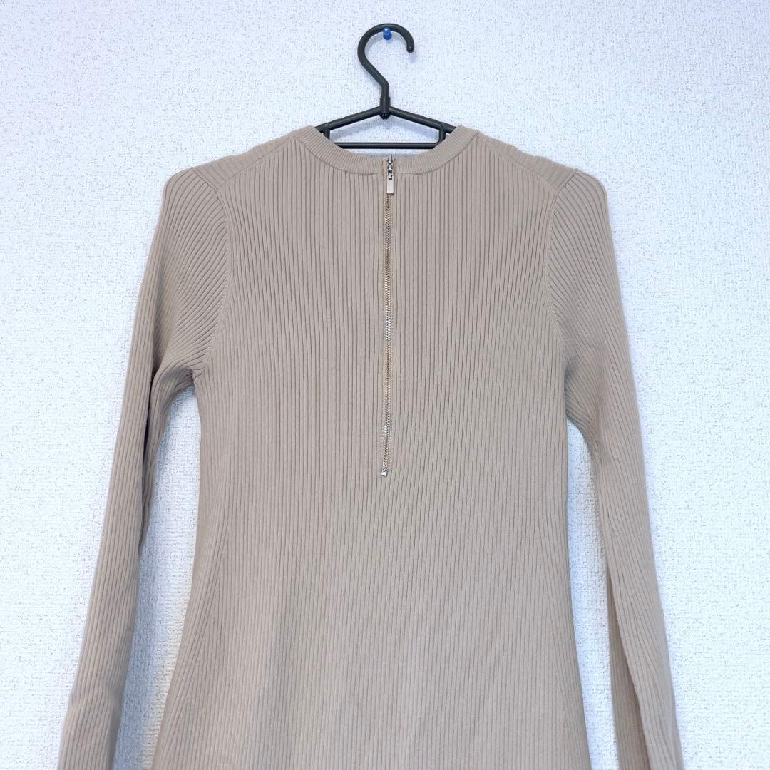 エミ　emmi atelier ニットドッキングタフタドレスワンピースベージュM