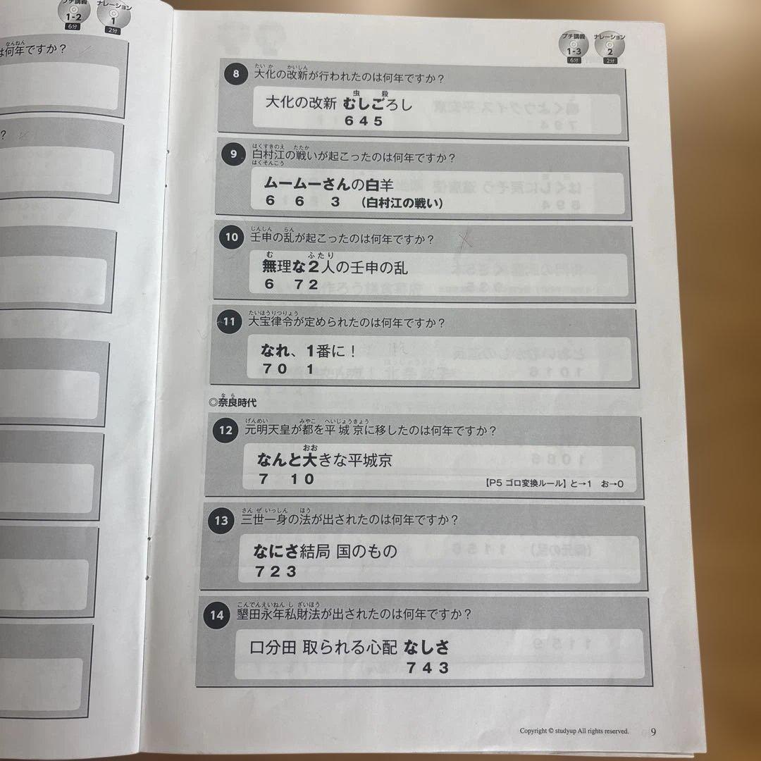 【中学受験】スタディアップ　ゴロ将軍 歴史年号対策