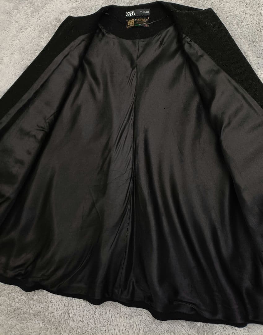 美品 ZARA MANTECO ケープコート ポンチョ ブラック 黒 USA L