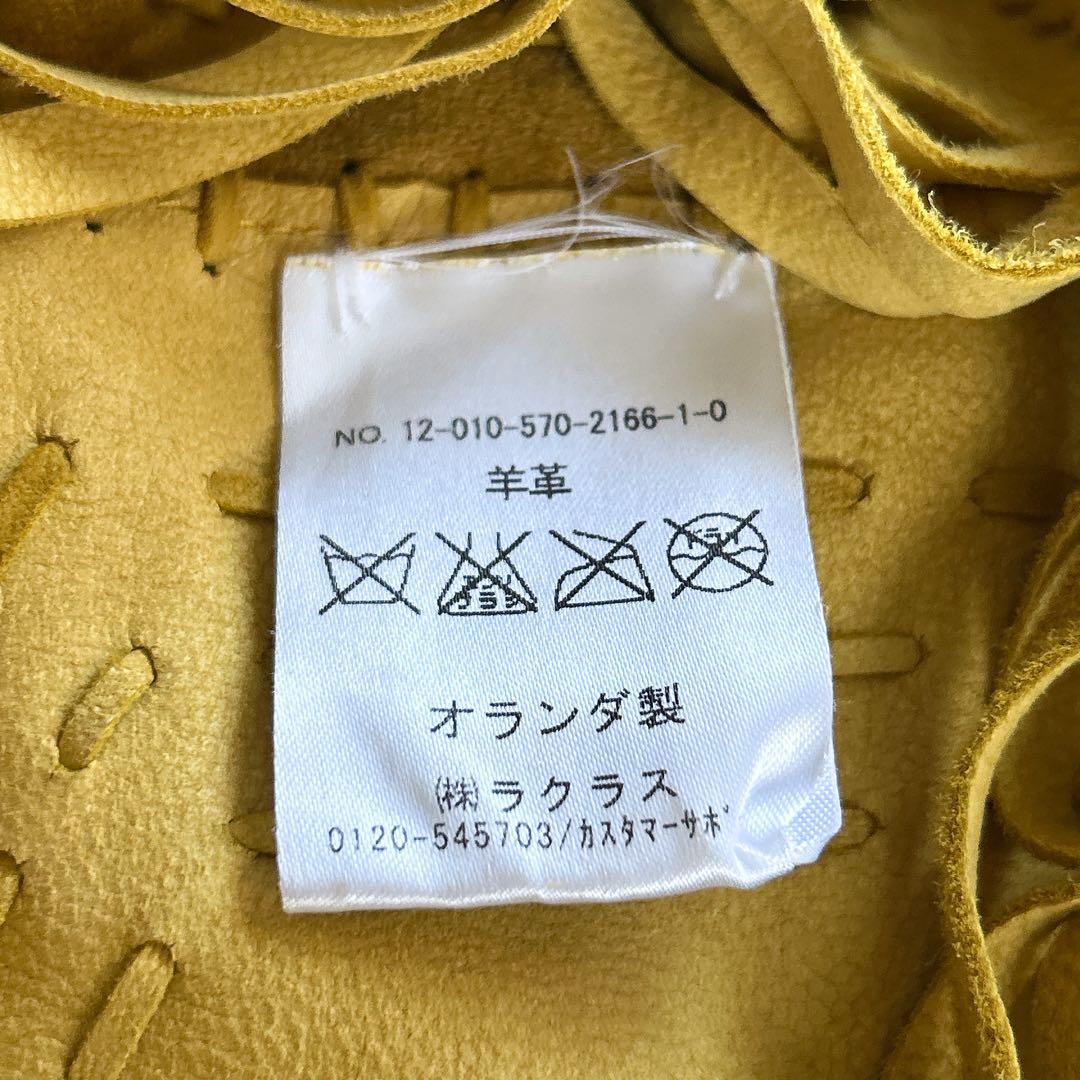 ポンチョ オランダ製 羊革 スエード フリンジ マスタード 70s ウエスタン