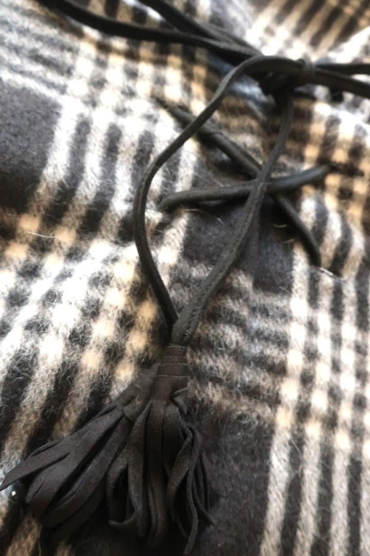 GUCCI チェック柄フリンジポンチョ ケープ　カシミア混合　Mサイズ